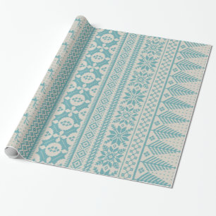 cream and blue fair isle knit sweater wrapping paper