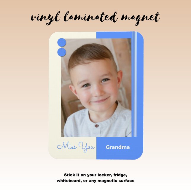Cream and blue miss you grandma photo magnet (Creator Uploaded)