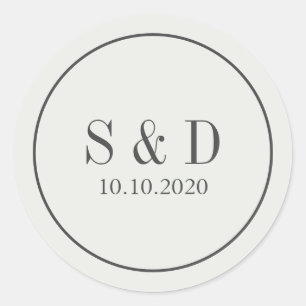 Cream and Blue    Wedding Classic Monogram Classic Round Sticker