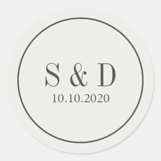 Cream and Blue |  Wedding Classic Monogram Classic Round Sticker