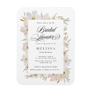 Cream and Blush Watercolor Flowers Bridal Shower Magnet