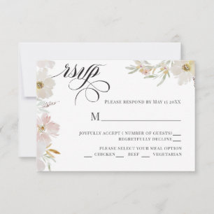 Cream and Blush Watercolor Flowers RSVP Card