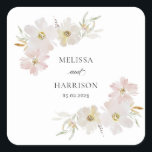 Cream and Blush Watercolor Flowers  Square Sticker<br><div class="desc">Cream and Blush Watercolor Flowers</div>