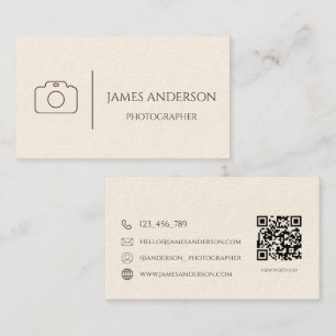 Cream And Brown Elegant Photographer Business Card