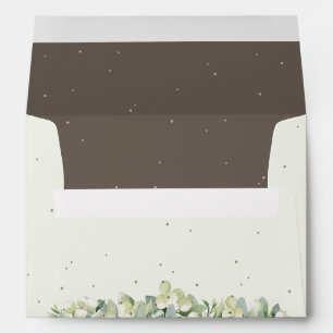 Cream and Brown Snowberry+Eucalyptus Wedding A7 Envelope