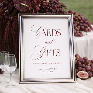 Cream and Brugundy Wedding Cards and Gifts Poster