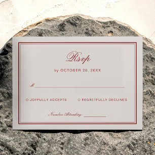 Cream and Burgundy Wedding Response Enclosure Card