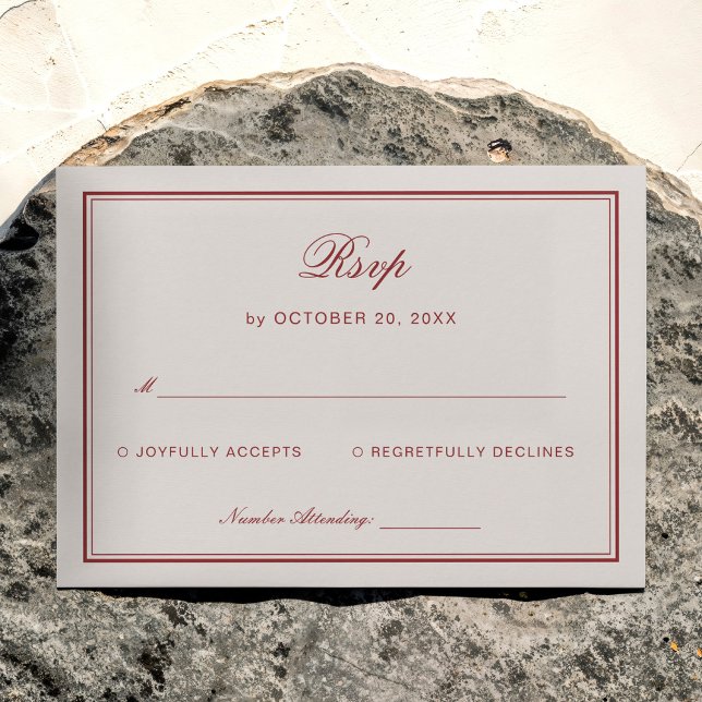 Cream and Burgundy Wedding Response  Enclosure Card (Creator Uploaded)