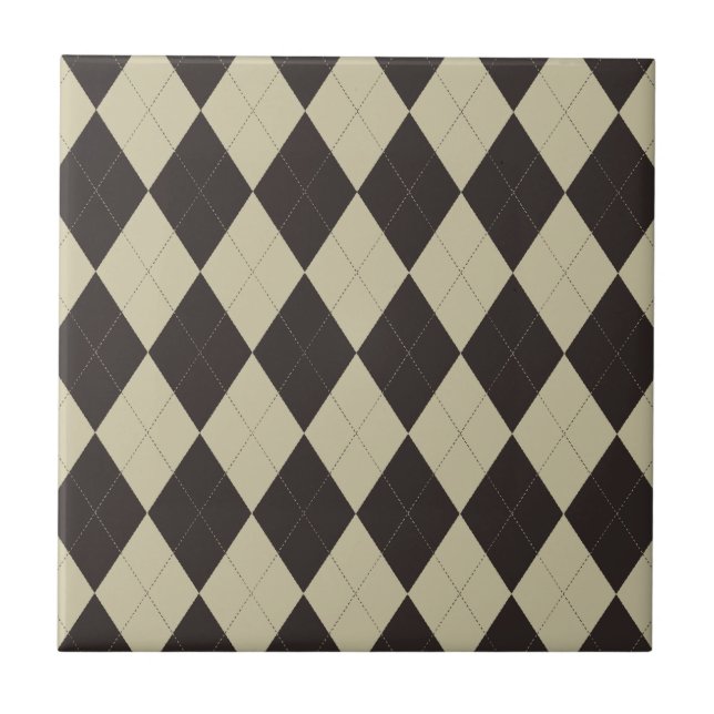 Cream and Chocolate Argyle Tile (Front)