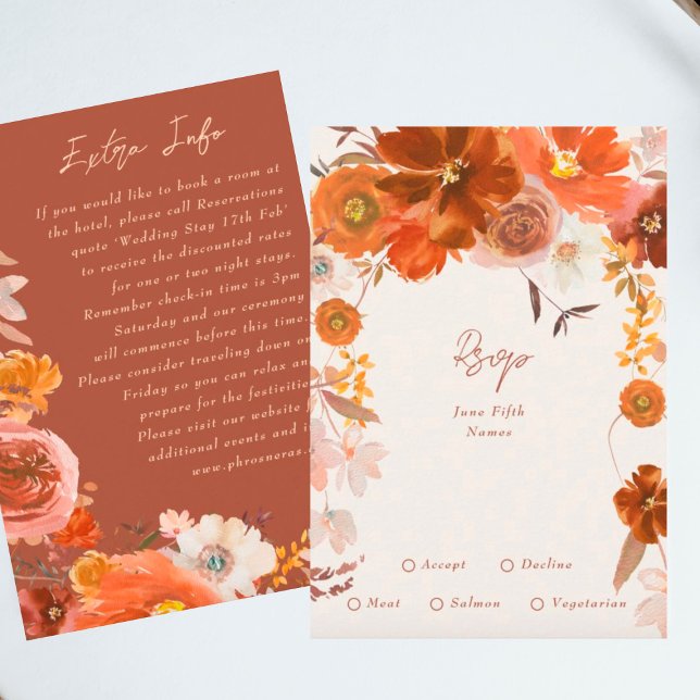 Cream and Copper Floral Botanical Wedding RSVP Card (Creator Uploaded)