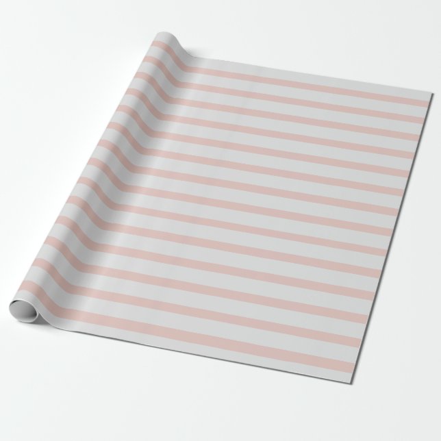 Cream and Coral Stripes Wrapping Paper (Unrolled)