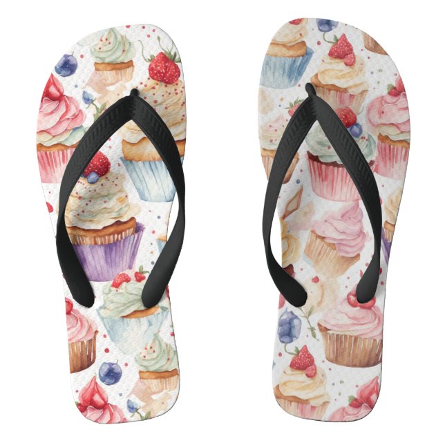 Cream and Cupcake Digital Patterns Jandals (Footbed)