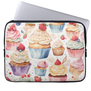 Cream and Cupcake Digital Patterns Laptop Sleeve
