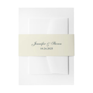 Cream and Emerald Green Invitation Belly Band