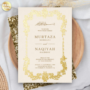 Cream and Gold Antique Gilded Frame Muslim Wedding