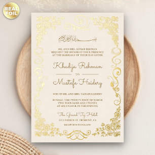 Cream and Gold Flourish Border Muslim Wedding