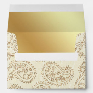 Cream and Gold Foil Paisley Envelope