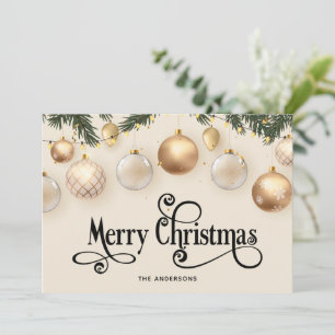 Cream and Gold Merry Christmas  Holiday Card