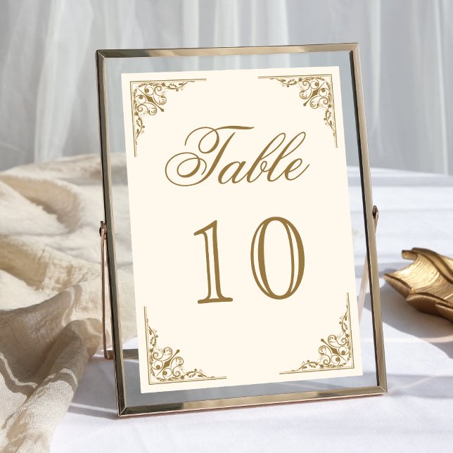 Cream and Gold Ornate Wedding Table Number (Creator Uploaded)