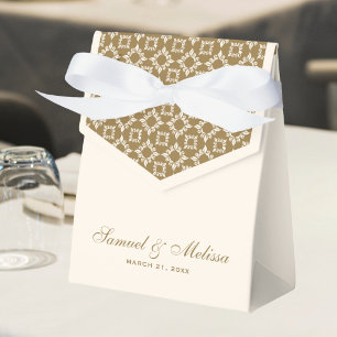 Cream and Gold Pattern Wedding Favour Box
