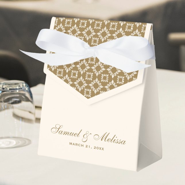 Cream and Gold Pattern Wedding Favour Box (Creator Uploaded)