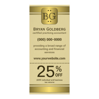 Cream and Gold Plate Discount Coupon Rack Cards