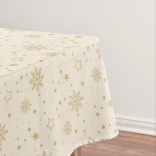 Cream and Gold Snowflake Tablecloth