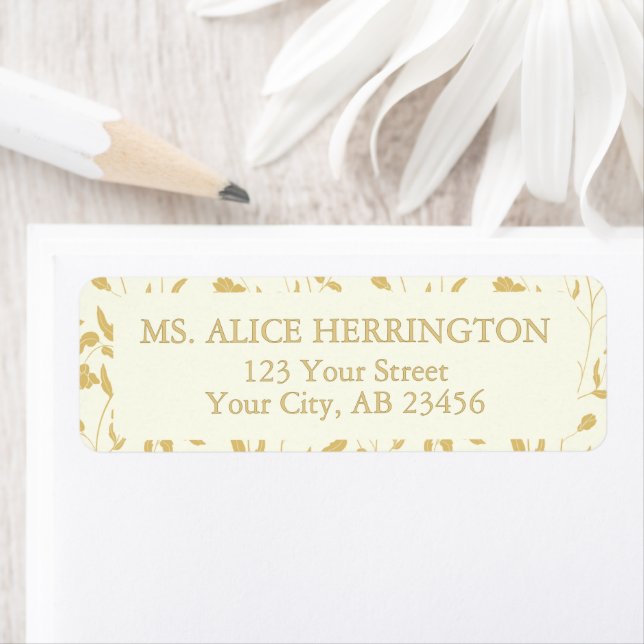 Cream and gold Wedding Return Address Label (Insitu)