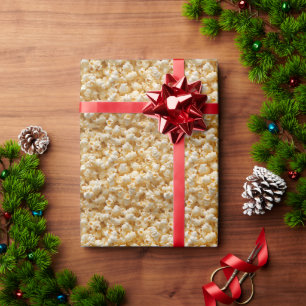 Cream and Golden Popcorn Close Up Illustration Wrapping Paper