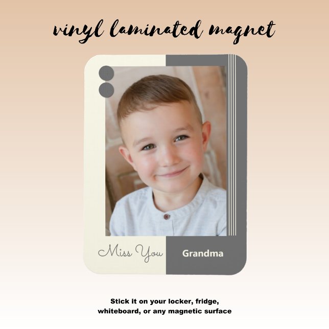 Cream and grey miss you grandma photo magnet (Creator Uploaded)