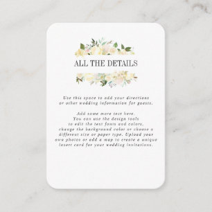 Cream and Grey WEDDING Details Directions Enclosure Card