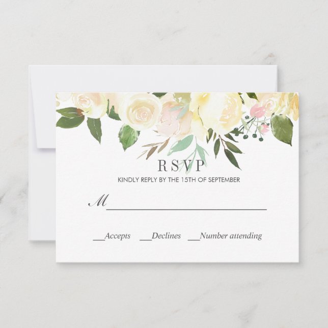 Cream and Hunter | Classic spring WEDDING  RSVP Card (Front)