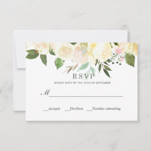 Cream and Hunter Classic spring WEDDING RSVP Card