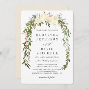Cream and Ivory Botanical Garland Floral Wedding Invitation