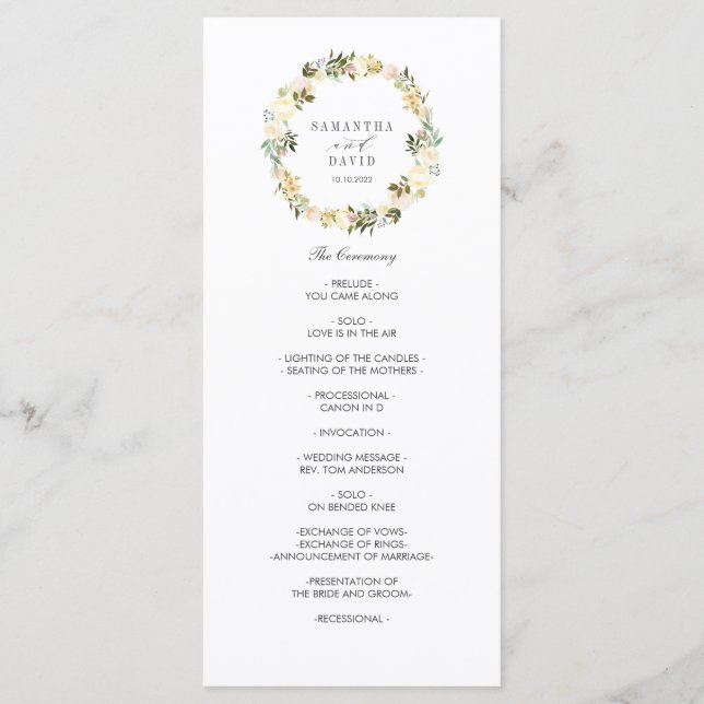 Cream and Ivory  | Elegant  wedding  Program Programme (Front)