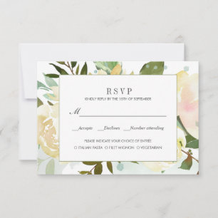 Cream and Ivory meal option wedding rsvp Card