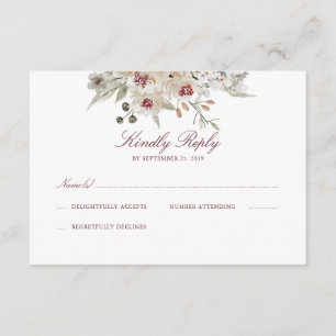 Cream and Marsala Watercolors Wedding RSVP