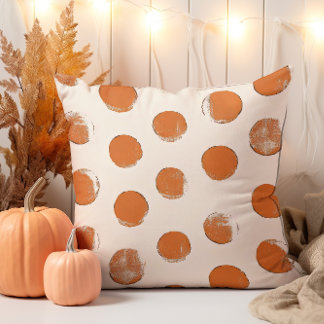 Cream and Orange Dot Stamp Pattern  Cushion