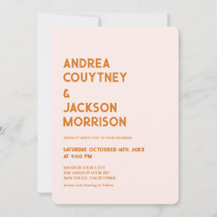 Cream and  Orange Retro Boho Wedding Invitation