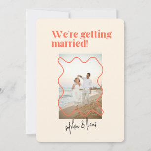 Cream and Orange Simple Modern Wedding Invitation