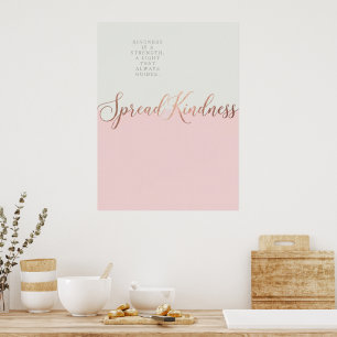 Cream and Pink Kindness Quote – Minimalist Wall  Poster