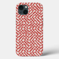 Cream And Red Abstract Line Pattern