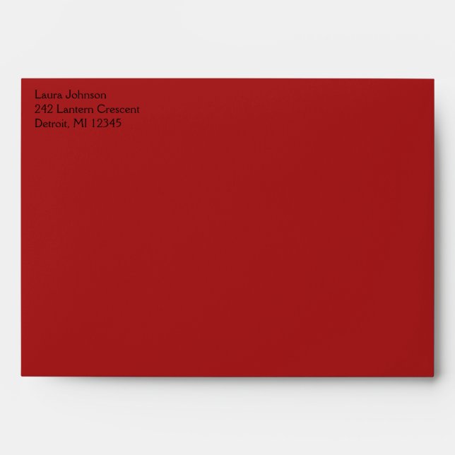 Cream and Red Damask A7 Envelope (Front)