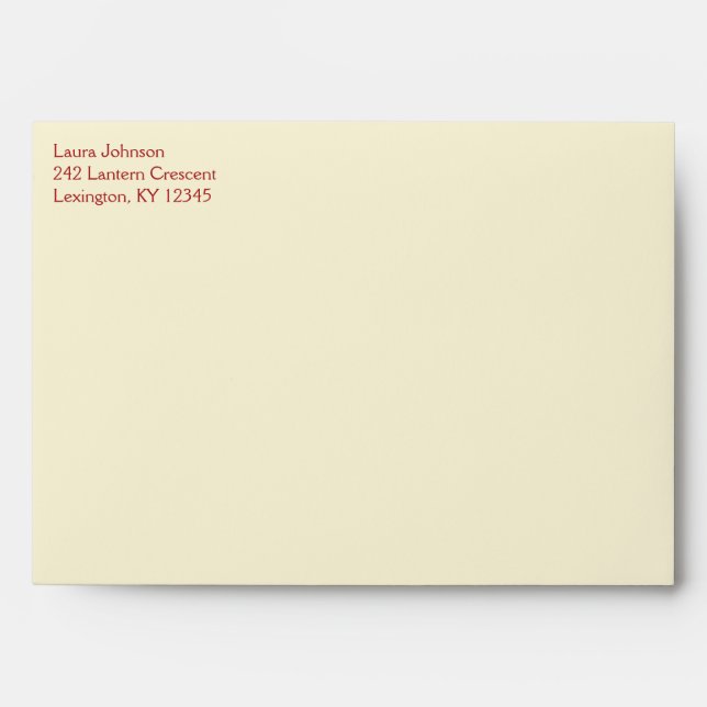 Cream and Red Damask A7 Envelope (Front)