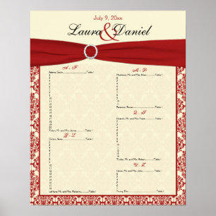 Cream and Red Damask Seating Chart