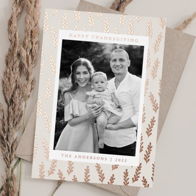 Cream and Rose Gold Foliage Photo Thanksgiving (Creator Uploaded)