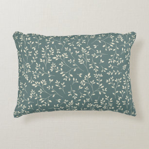Cream and Sage Green Botanical Vine Pattern Decorative Cushion