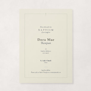 Cream and Sage Religious Scalloped Cross Baptism Invitation