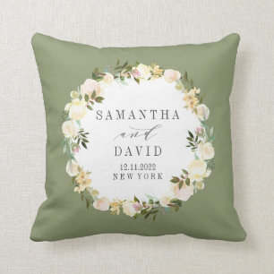 Cream and Sage    Wedding personalised keepsake Cushion