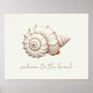 Cream and Tan Coastal Seashell Personalied Poster